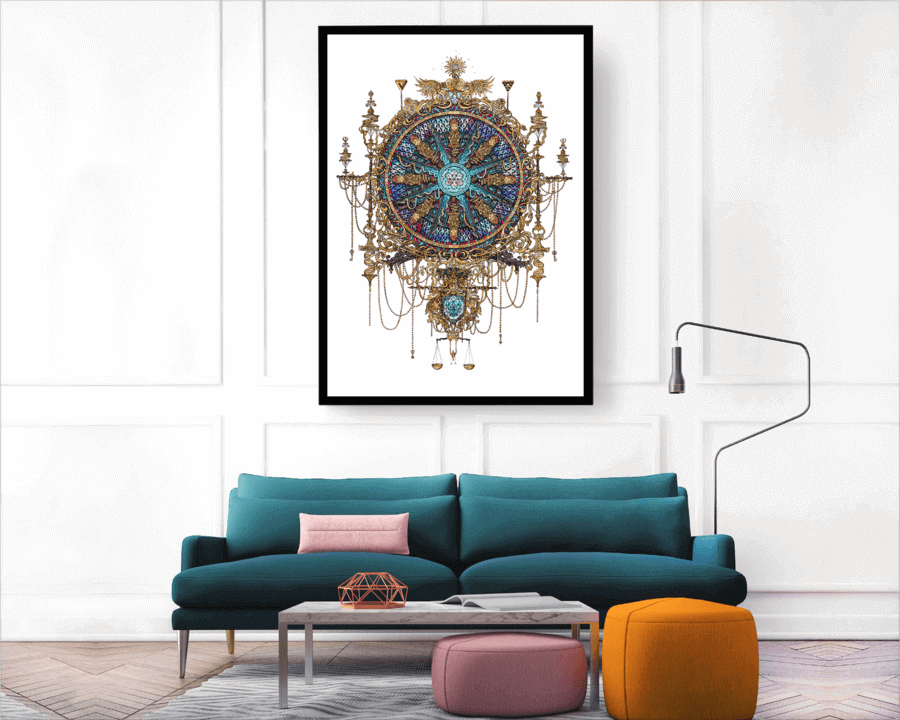 Mandala No.1 depicts a journey of life and death.